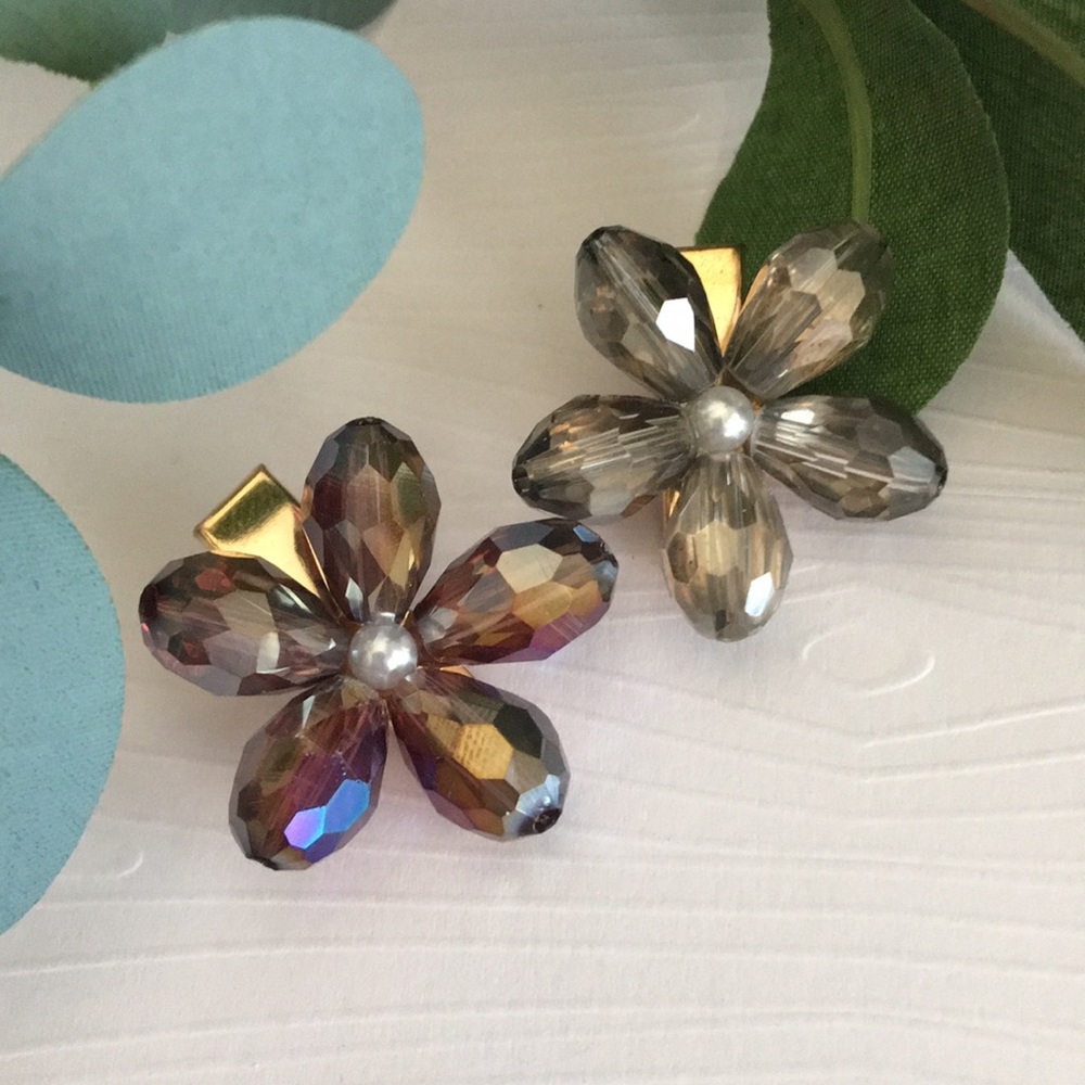 Mini Flower Crystal Hair Clips (Set of 2) NWOT